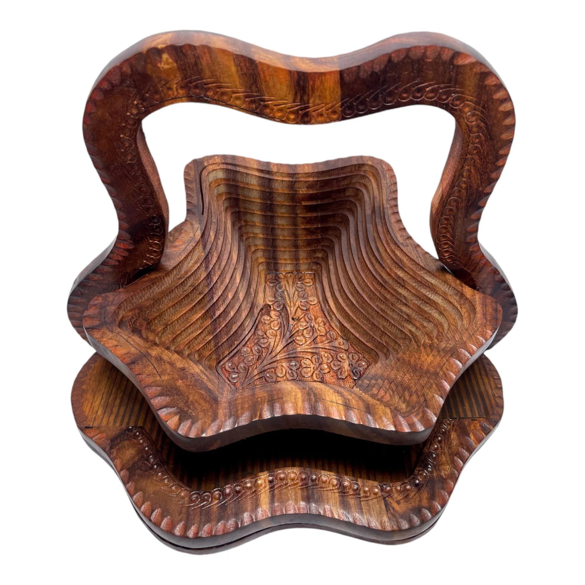 Handcrafted Rosewood Foldable Basket