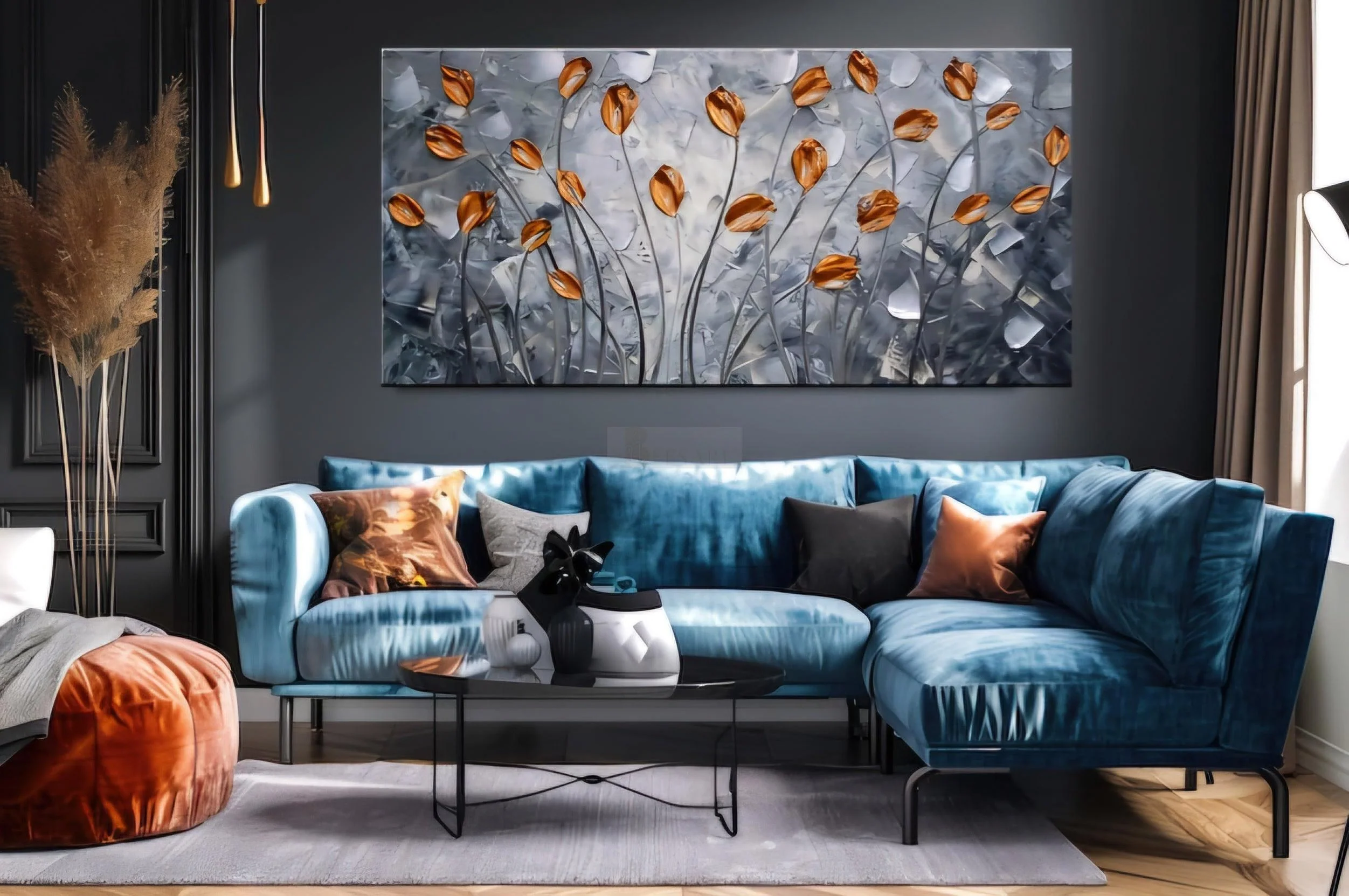 Metalic Grey Abstract Painting | Textured Handmade Painting | Home Decor