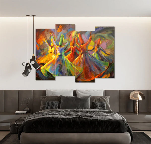 Spiritual Dancers #9 (4 Panel) Sufism Wall Art