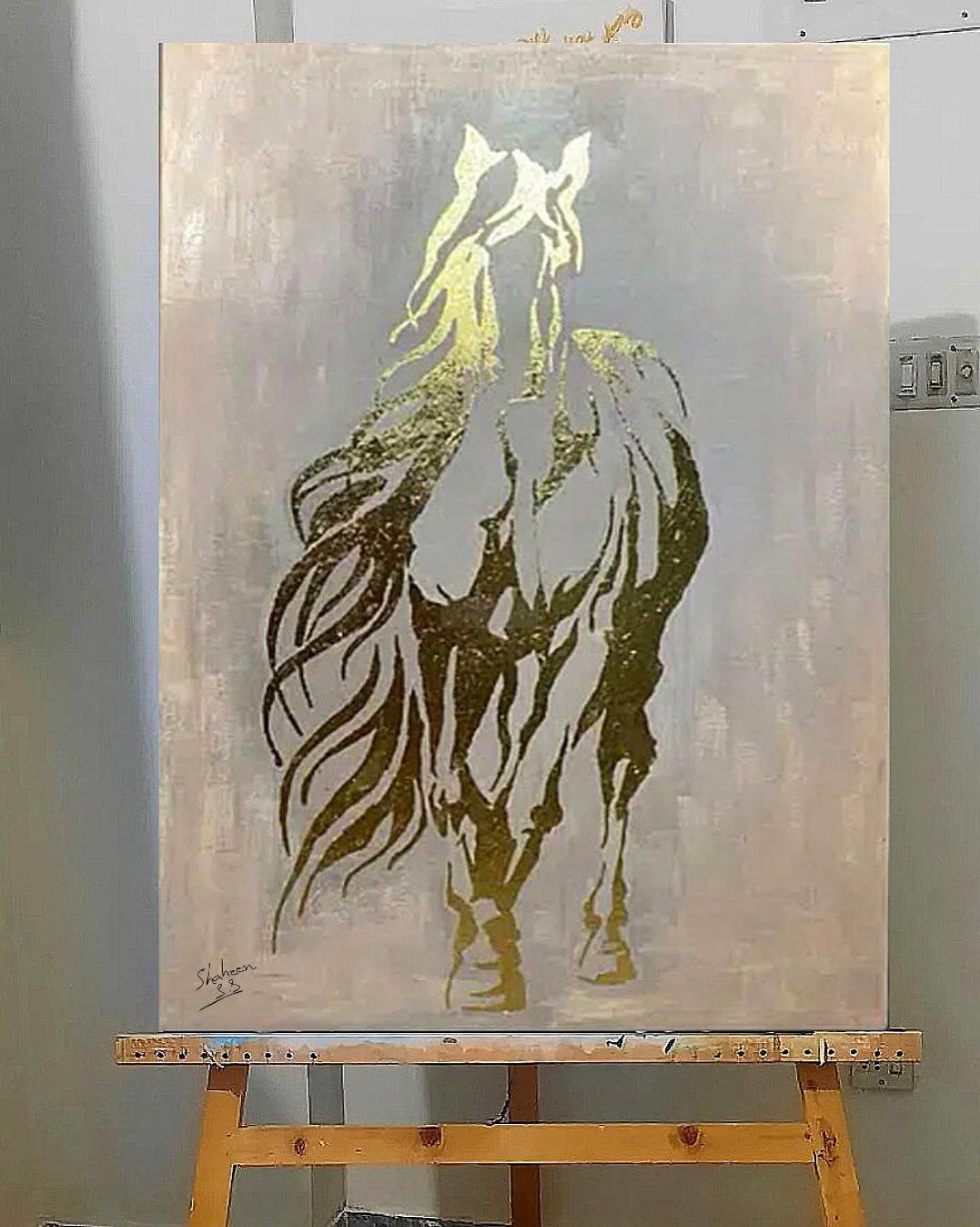 Gold Horse Painting || Gold Foil Handmade Painting | Home Decor