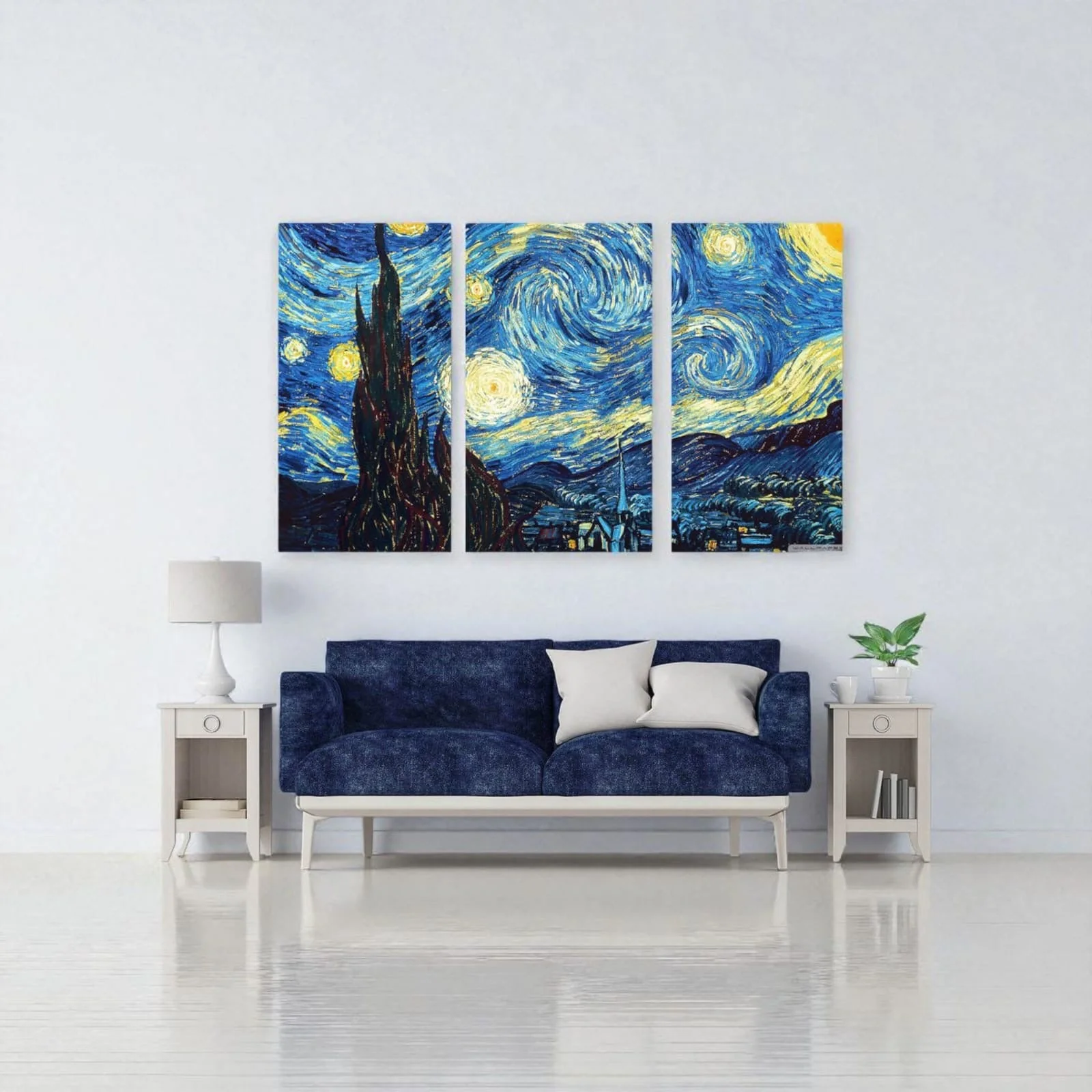 The Starry Night By Van Gogh (3 Panel) Wall Art