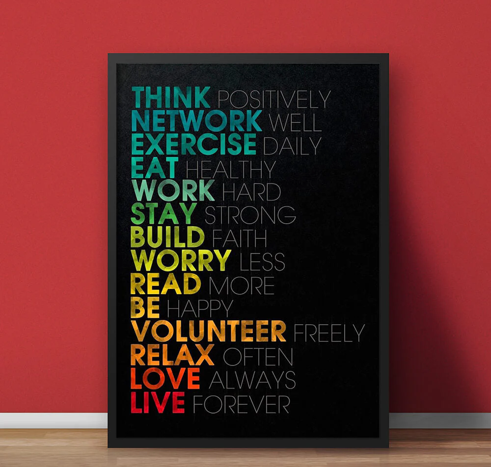 Think Positively Network Well | Motivational Poster Wall Art