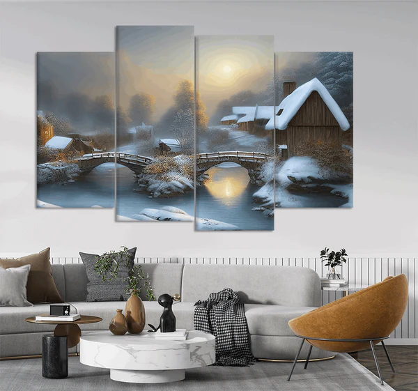 A cold Winter's Evening (4 Panel) | Nature Wall Art