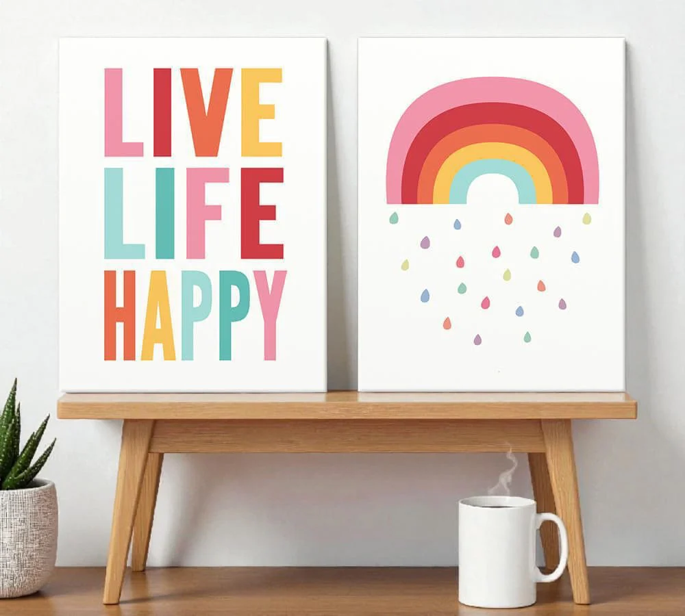 Live Life Happy (Set of 2) Nursery Poster Art