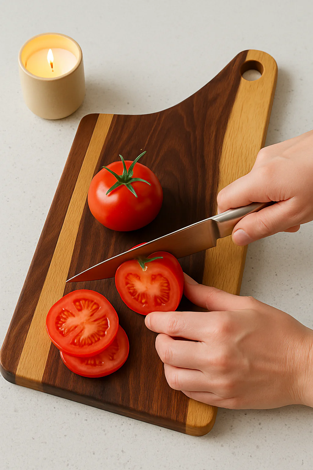Handcrafted Rosewood Cutting Board with Curved Handle �C Stylish Cheese Board for Serving, Chopping, and Modern Kitchen D��cor