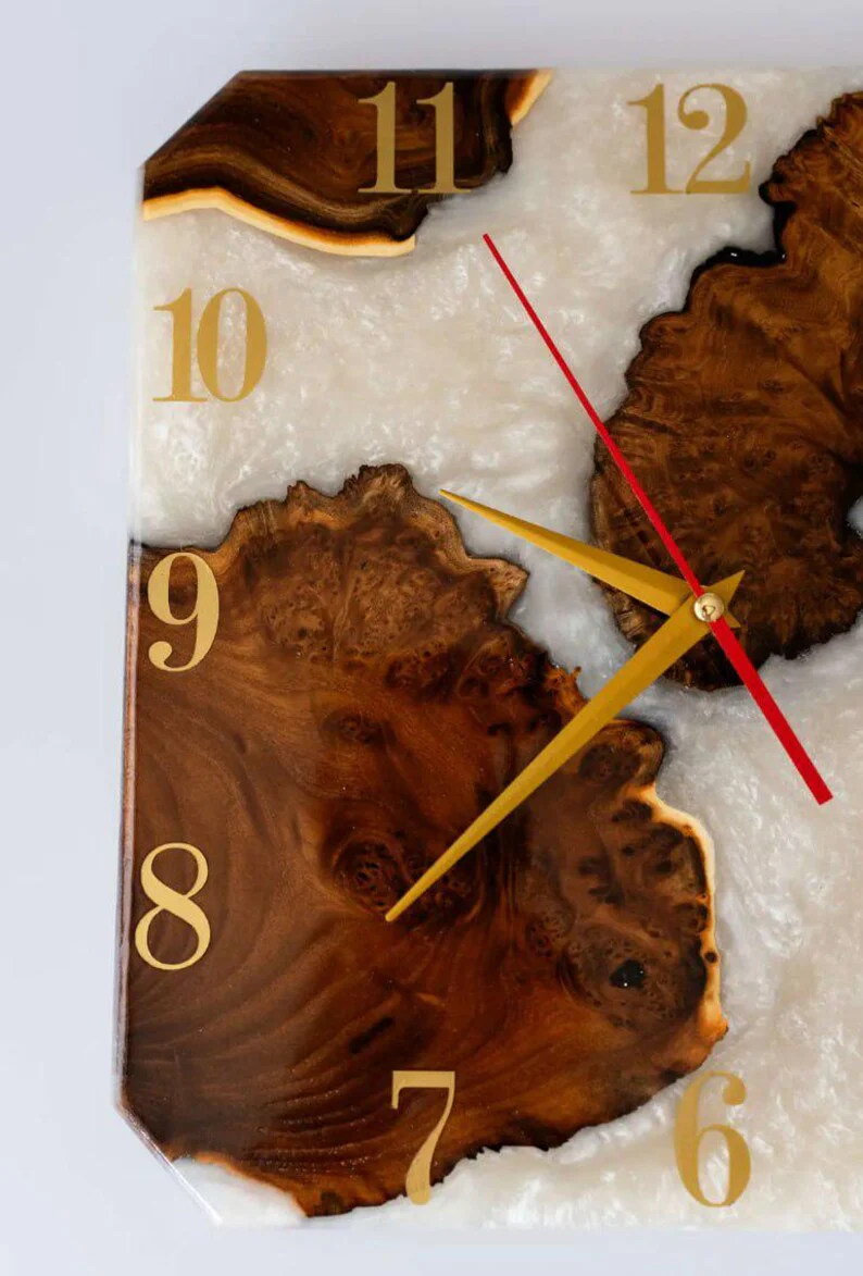 Natural Rosewood Resin Wall Clock Design