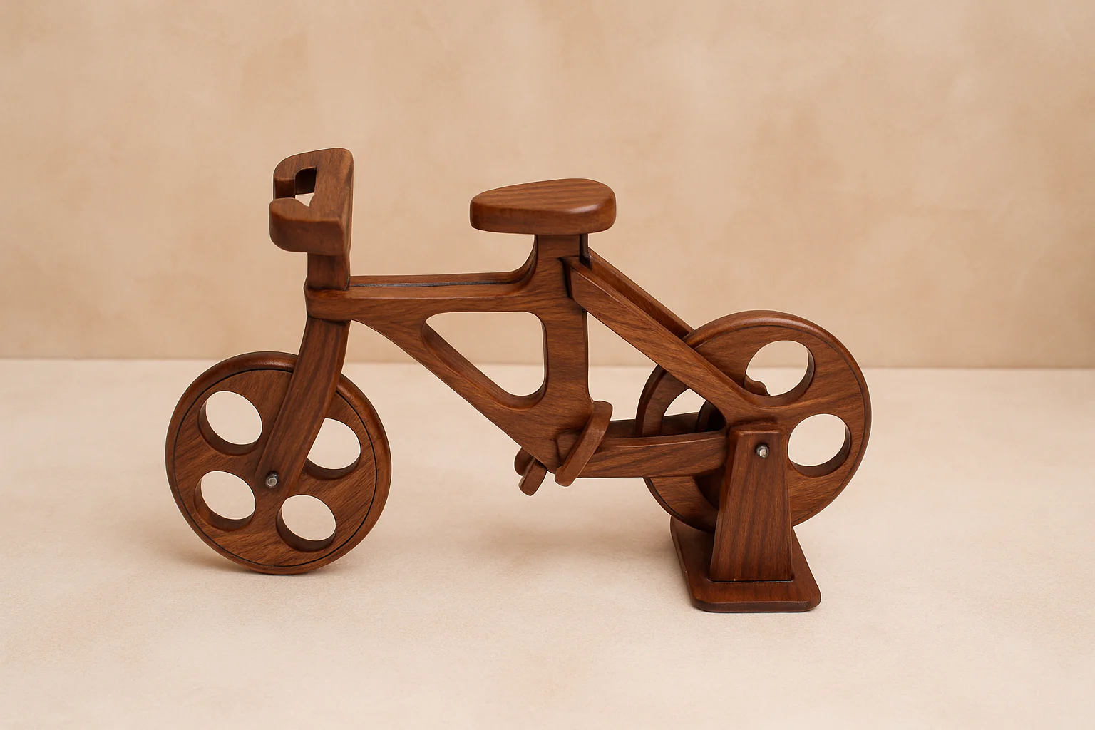 Handcrafted Wooden Bicycle Decor a?? Rustic Cycle Showpiece, Vintage Bike Sculpture for Home, Tabletop Ornament, Traditional Wooden Craft Gift