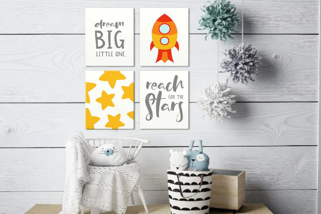 Space Rocket Adventure (Set of 4) Nursery Poster Art