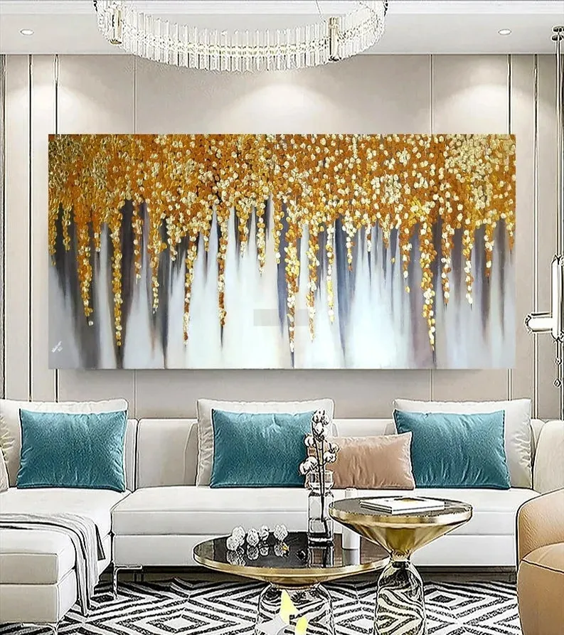 Gold Grapes | Modern Abstract Art Gold Foil Painting Handmade Painting | Home Decor | Wall Decor