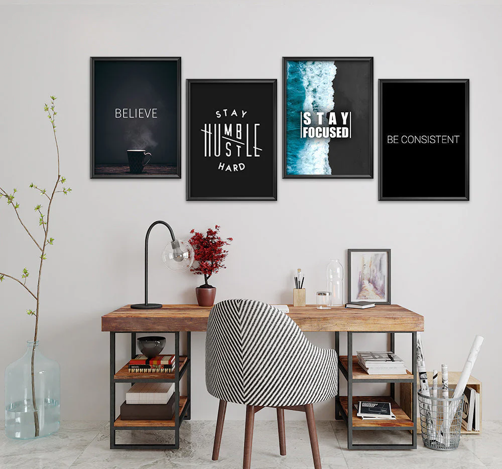 Motivation Messages (4 Panel) Office Wall Art