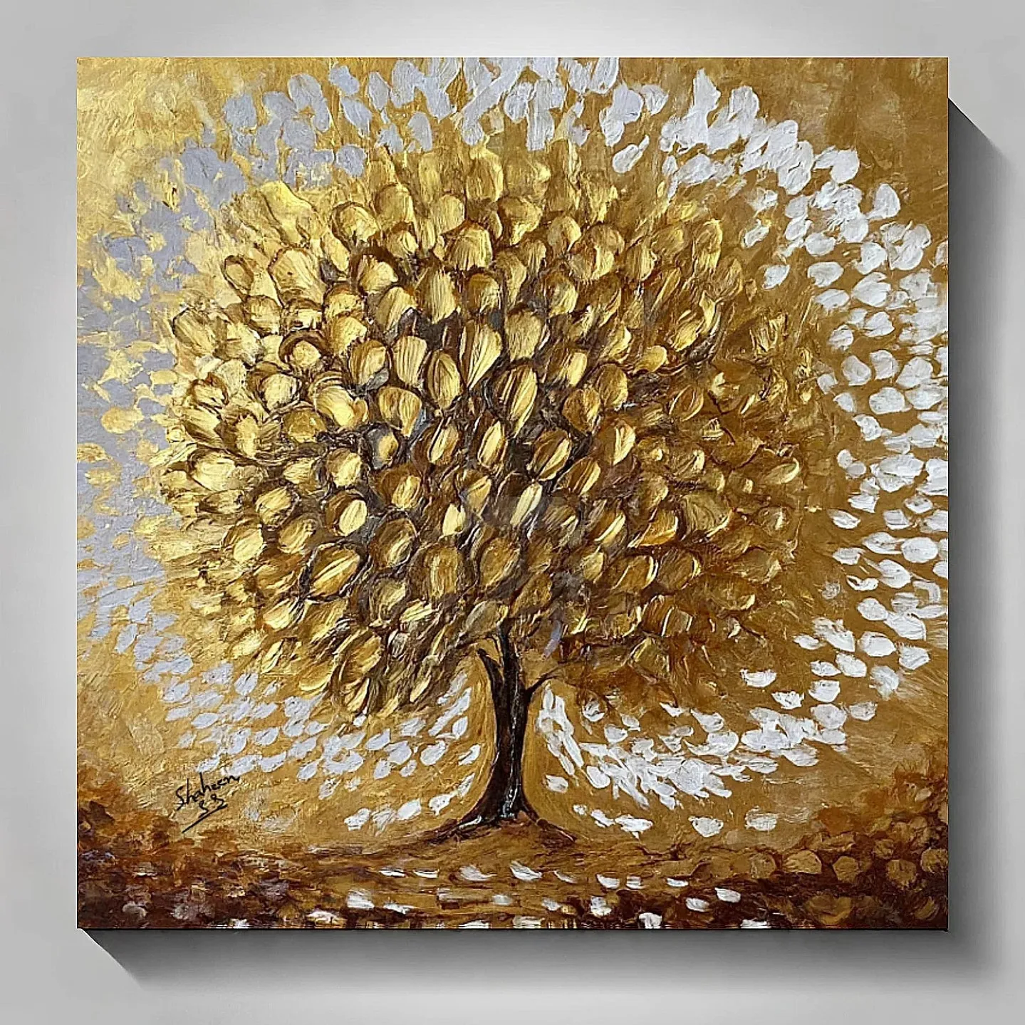 Gold Tree Textured Painting | Abstract Art  | Handmade Painting | Home Decor | Wall Decor