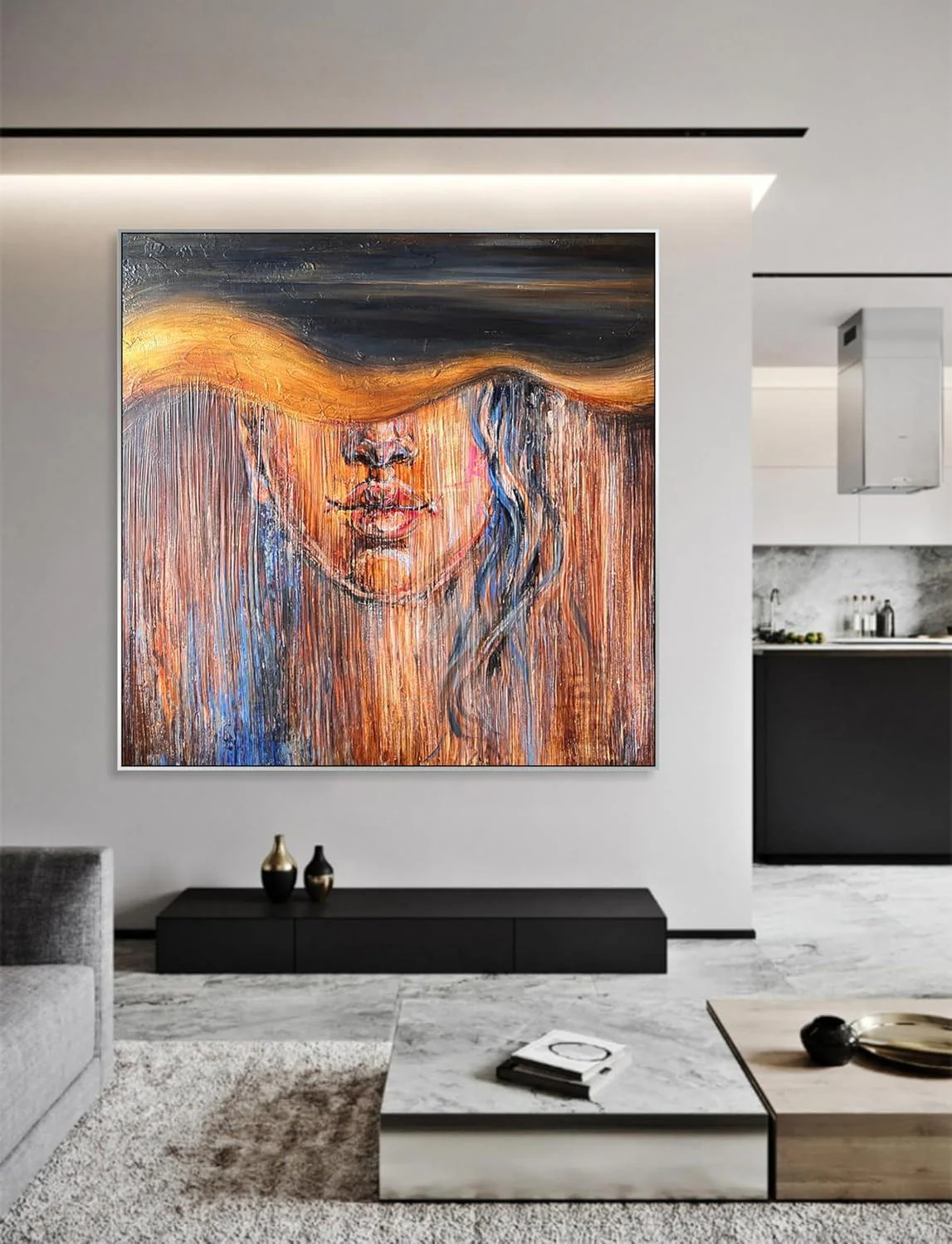 Abstract Face Painting Figurative Art Paintings On Canvas Woman Painting Acrylic Texture Wall Art Frame Modern Art Canvas