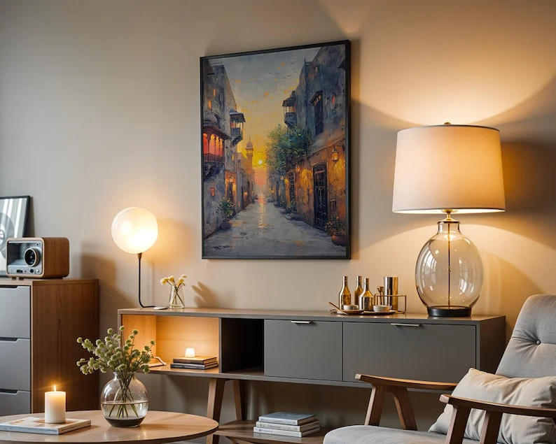 Lahore Old City Print Frame, Lahore Pakistan City on Canvas Travel Wall Art Gift, Asia Oil Paint Style, Lahore Sunset