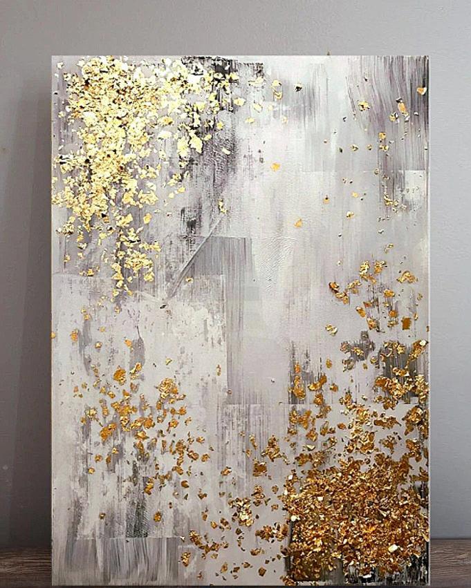 Modern Gold Leaf Abstract Art | Handmade Painting| Home Decor | Wall Decor