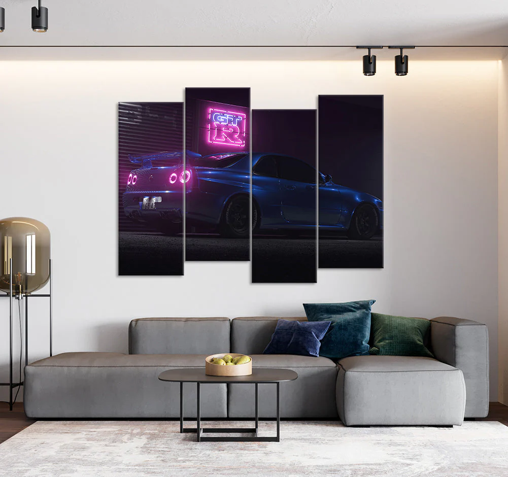 Nissan GT-R Night (4 Panel) | Car Wall Art