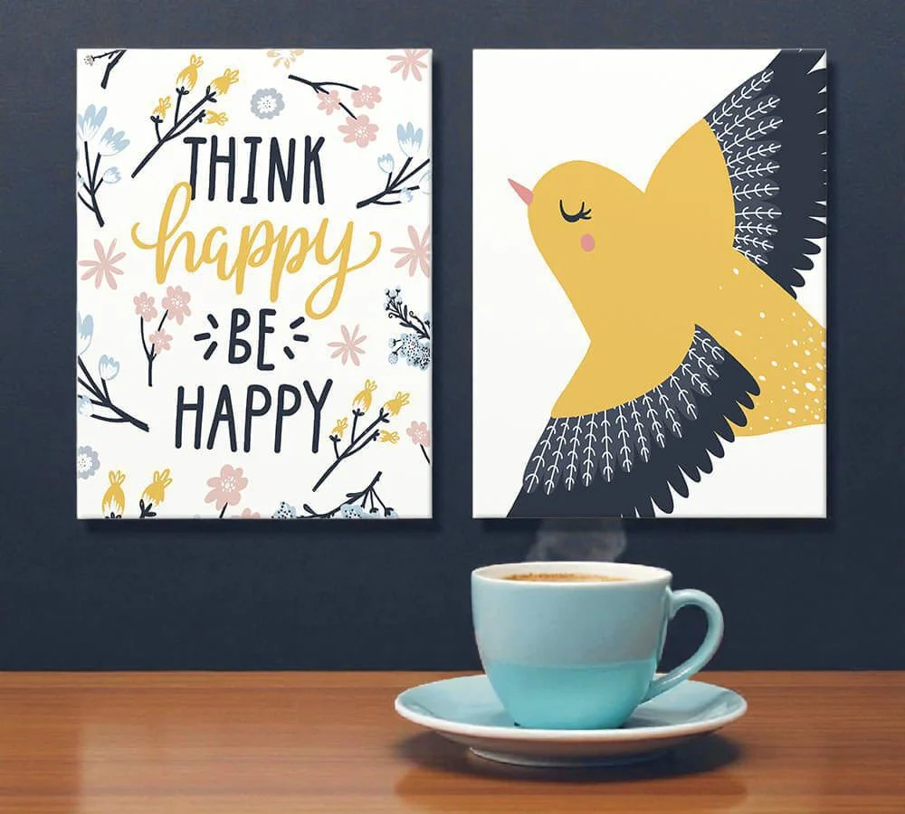 Yellow Bird & Quote (Set of 2) Nursery Poster Art