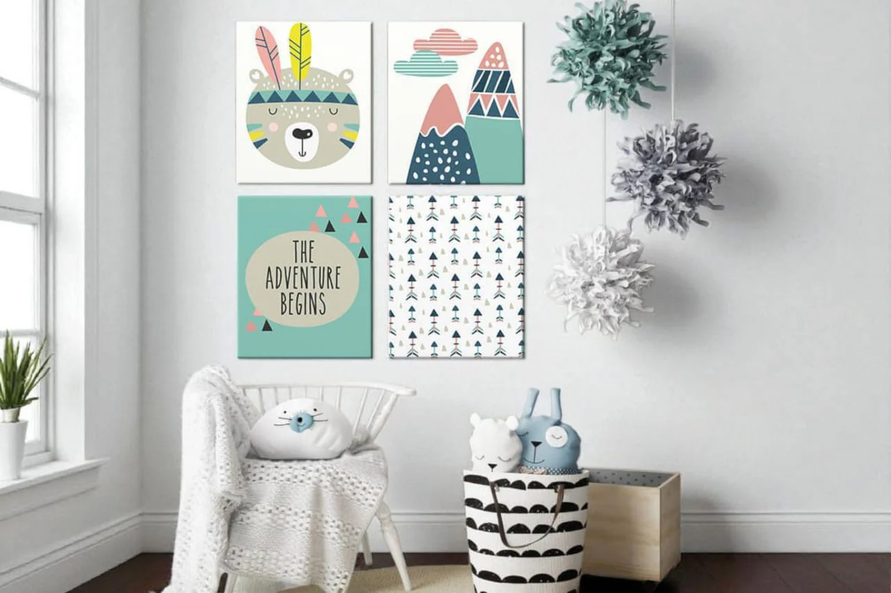 ��The Adventure Begins�� (Set of 4) Nursery Poster Art