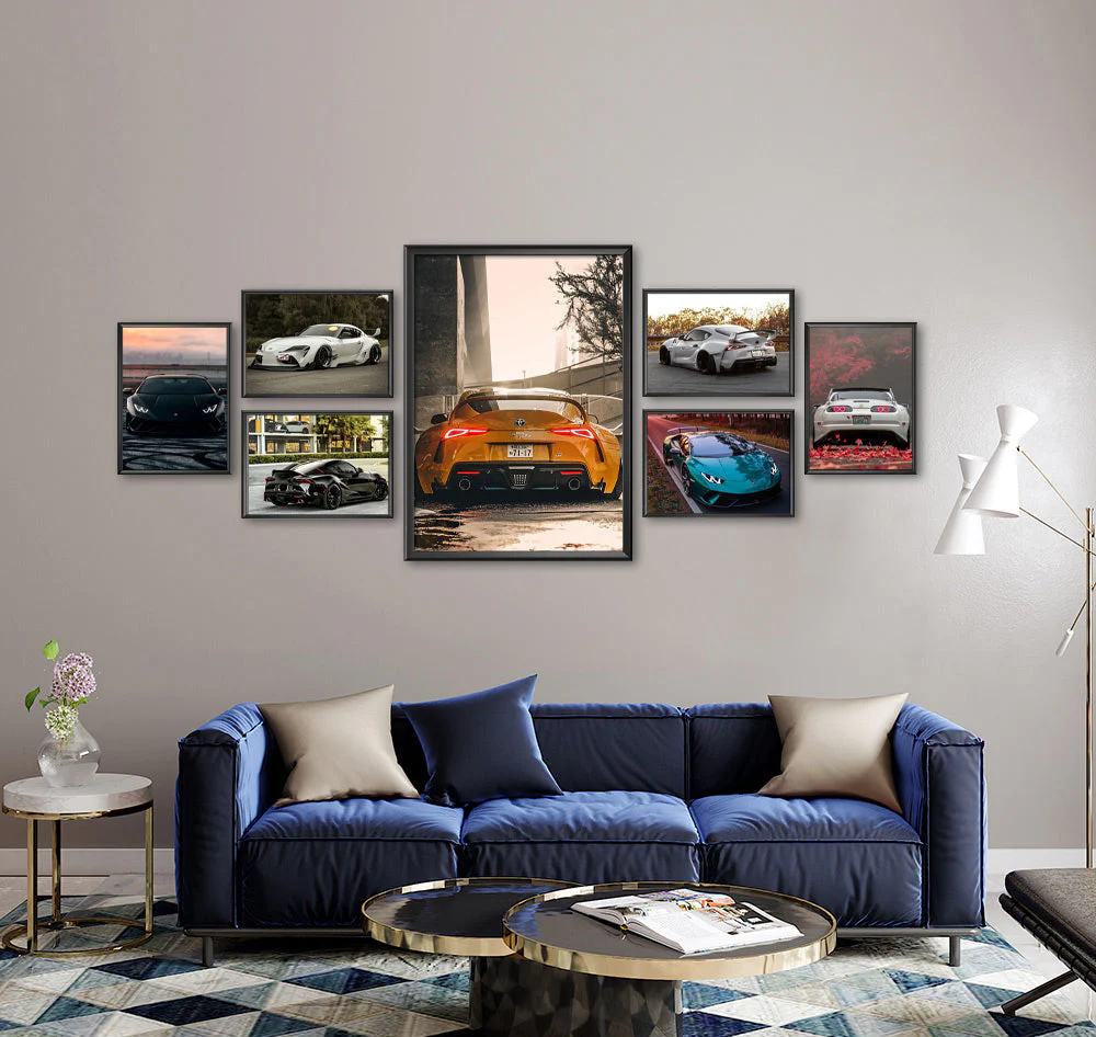 Colorful Luxury Cars Collection (7 Panel) Cars Wall Art