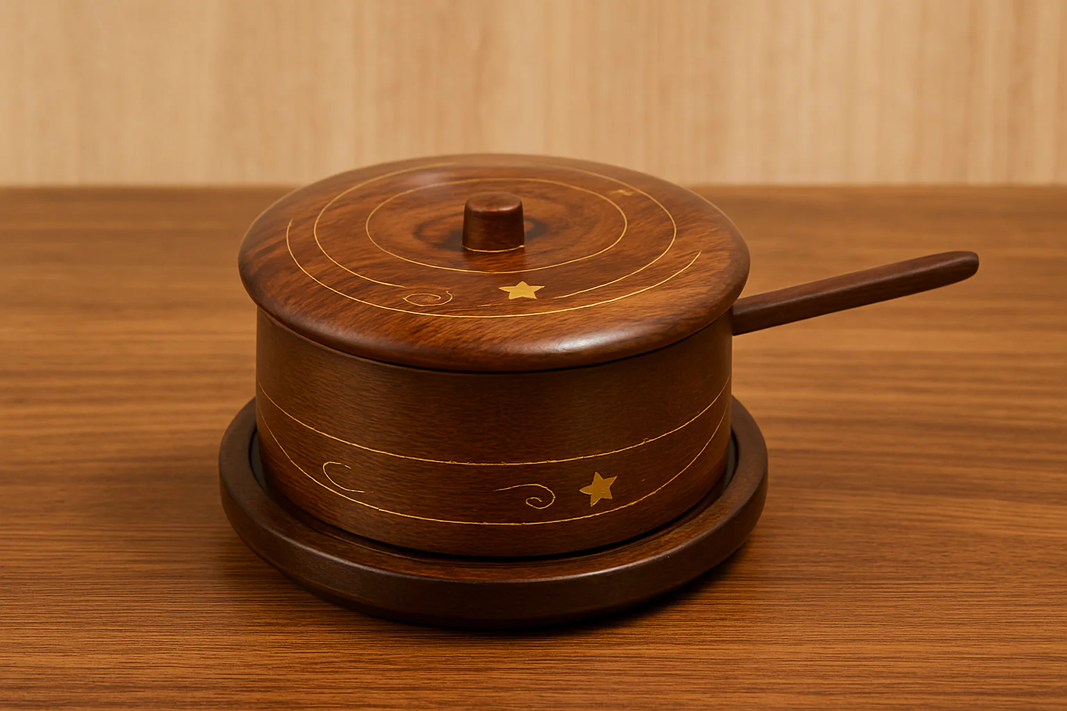 Handcrafted Rosewood Sugar Pot with Spoon