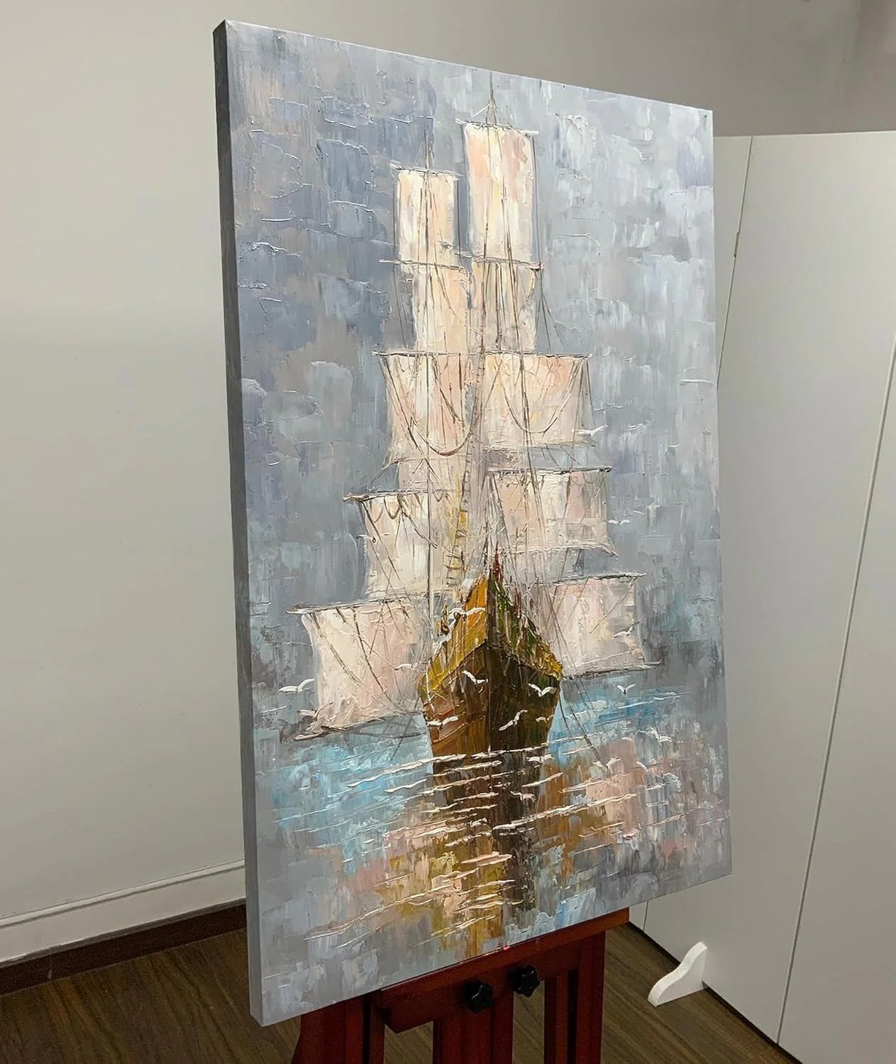 Modern Abstract Hand Painted Sailboat Artwork Painting for Living room Bedroom Acrylic Wall Art Canvas Art Wall Colorful Decoration Of Living Room and Bedroom