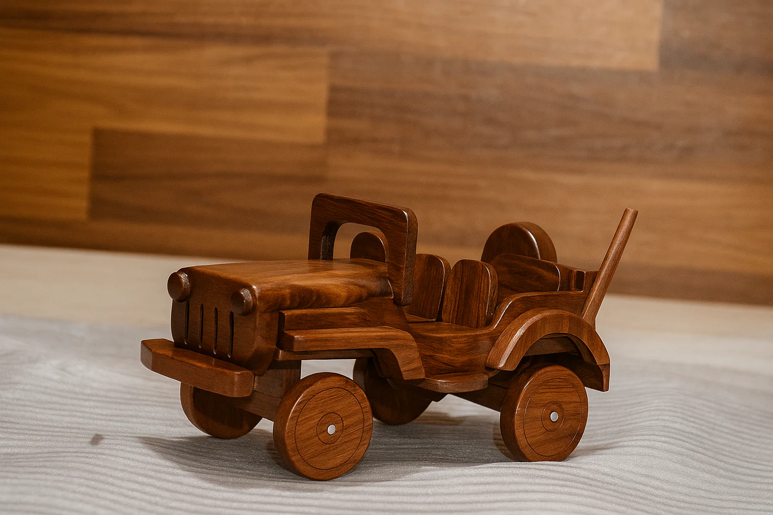 Handmade Wooden Jeep Toy Car a?? Vintage Style, Eco-Friendly, Handcrafted Wood Model for Decor, Rustic Decor, Gift & Collectible Display Piece