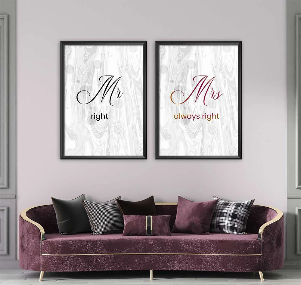Mr & Mrs Right (2 Panel) Couple Wall Art