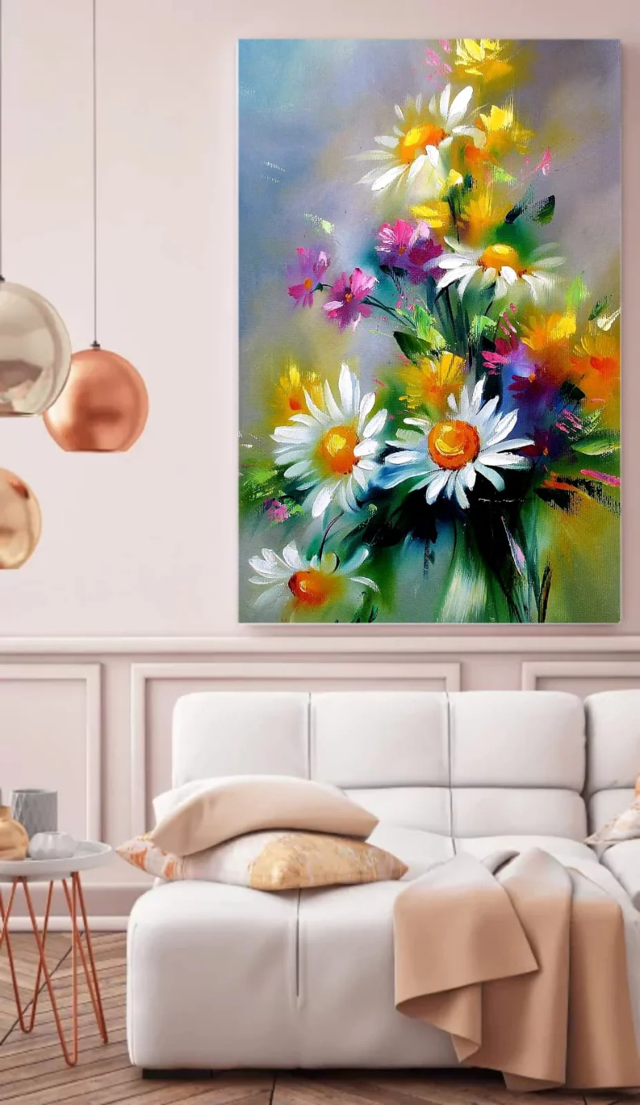 Modern Abstract Canvas Wall Art �C Geometric Digital Print �C Ready-to-Hang Contemporary Home & Office Decor