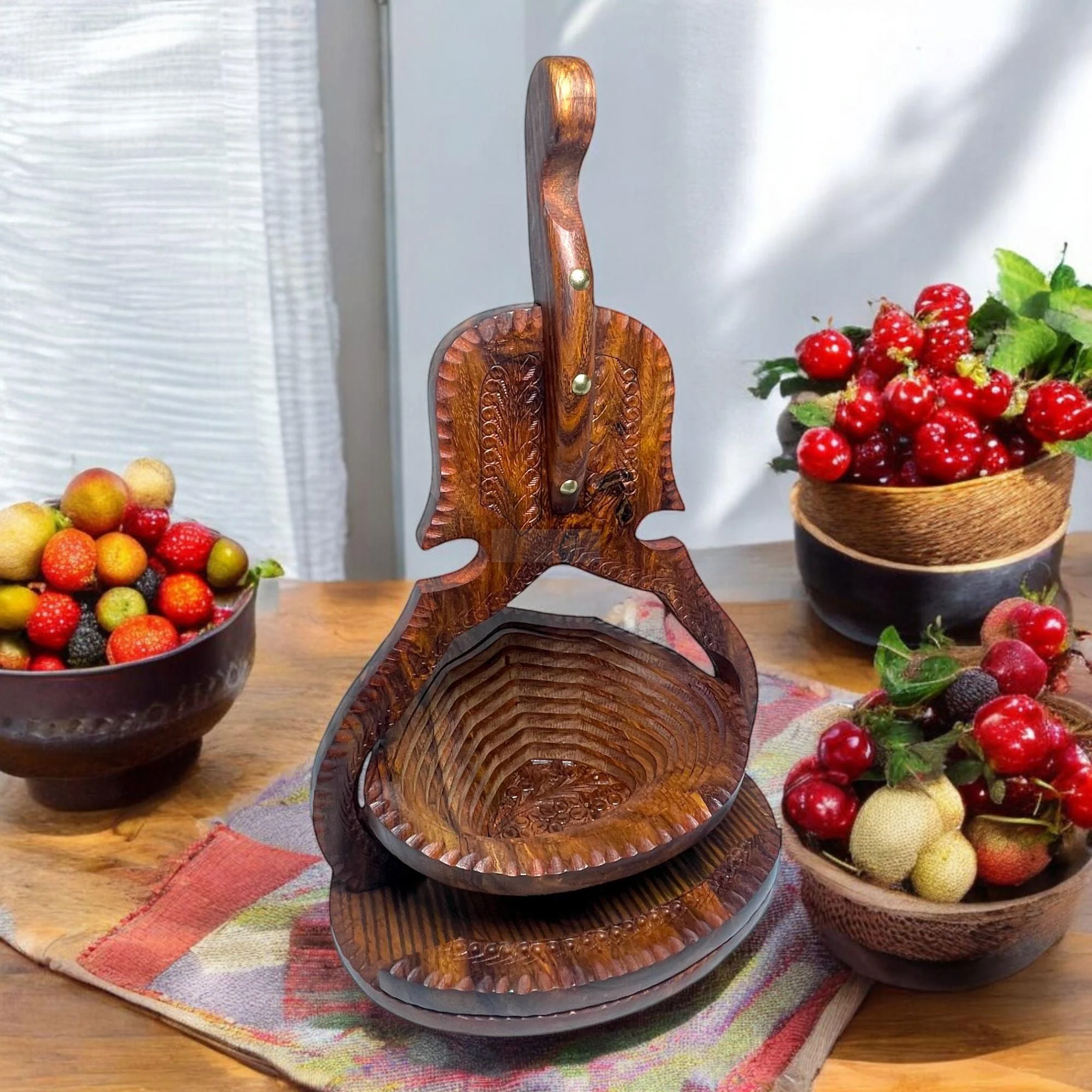 Guitar-Shaped Foldable Basket
