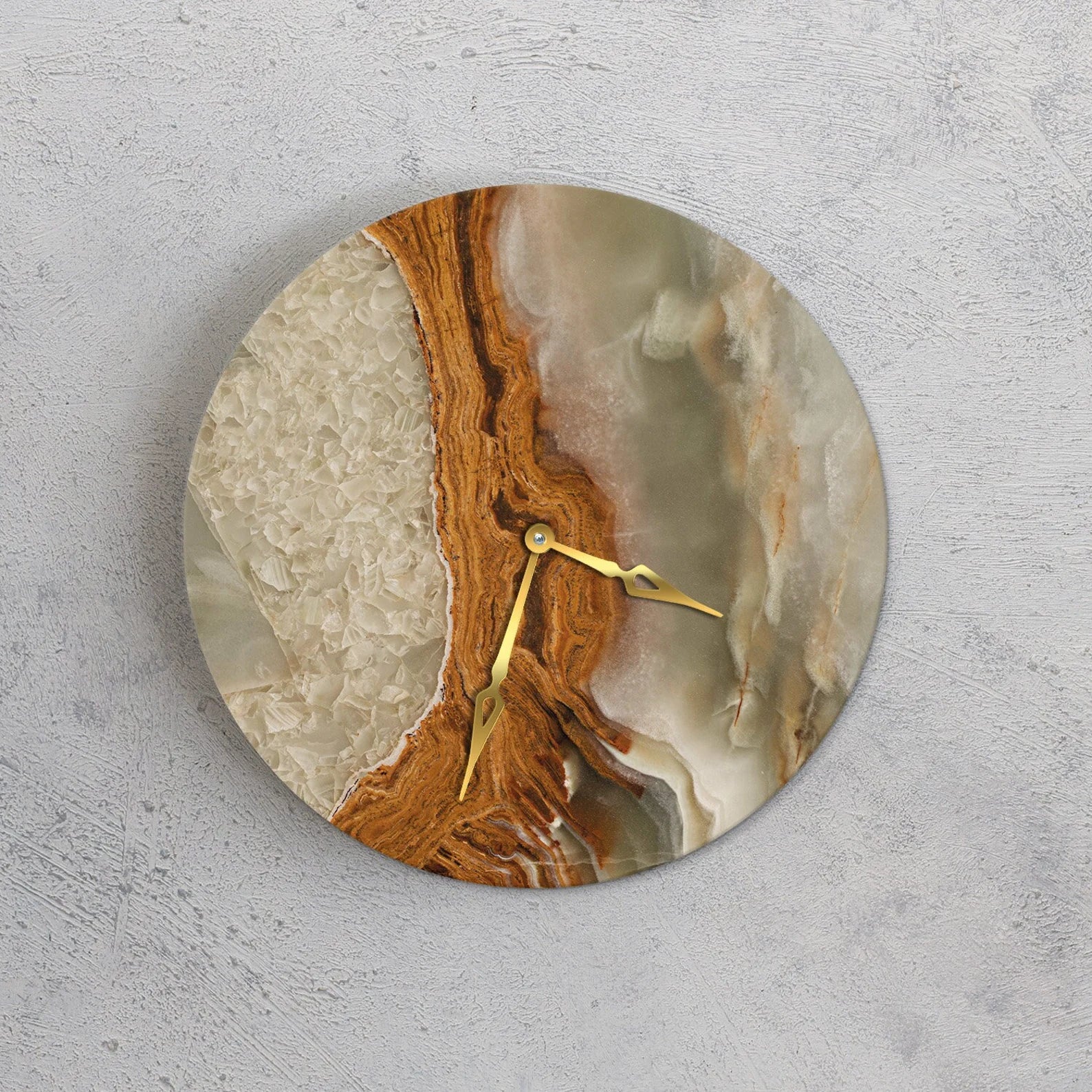 Crystal Agate Resin Wall Clock �C Unique Silent Non-Ticking Wall Clock with Elegant Agate Design, Luxury Resin Wall Clock for Modern Home and Office Decor