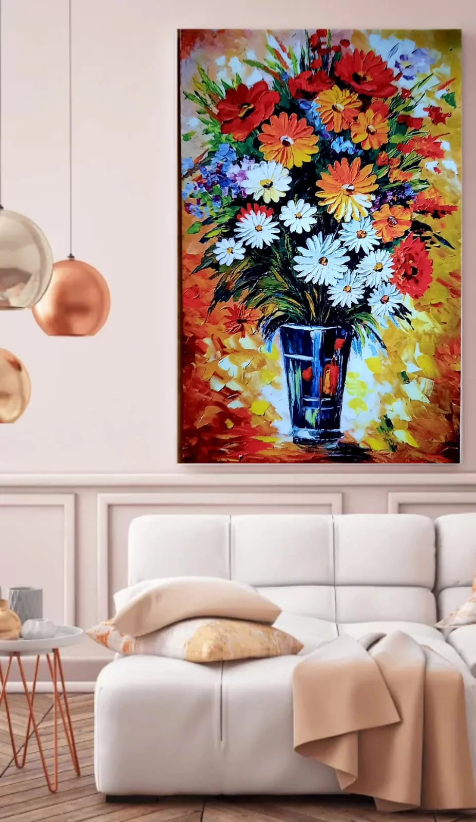 Modern Abstract Canvas Wall Art �C Blue and Gold Digital Print �C Ready to Hang Home & Office Decor