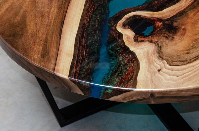 Handcrafted Live Edge Epoxy Resin Coffee Table - Custom Artisanal Design