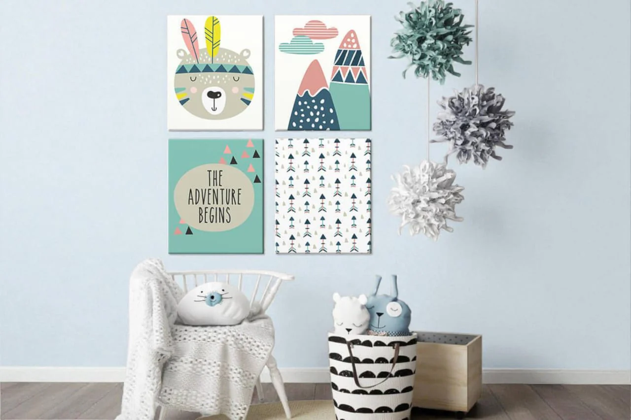 ��The Adventure Begins�� (Set of 4) Nursery Poster Art