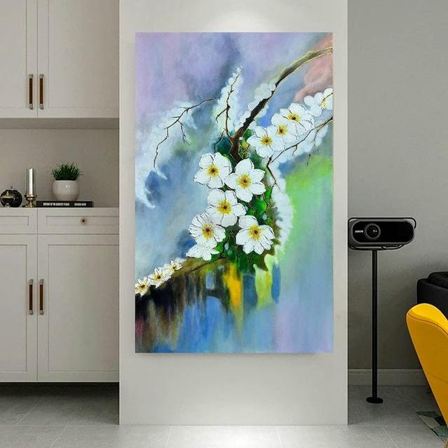 Textured White Flower Painting | Handmade Painting | Nature on Canvas | Home Decor | Wall Decor