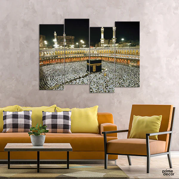 Holy Kaaba Beautiful View (4 Panel) Architecture Wall Art