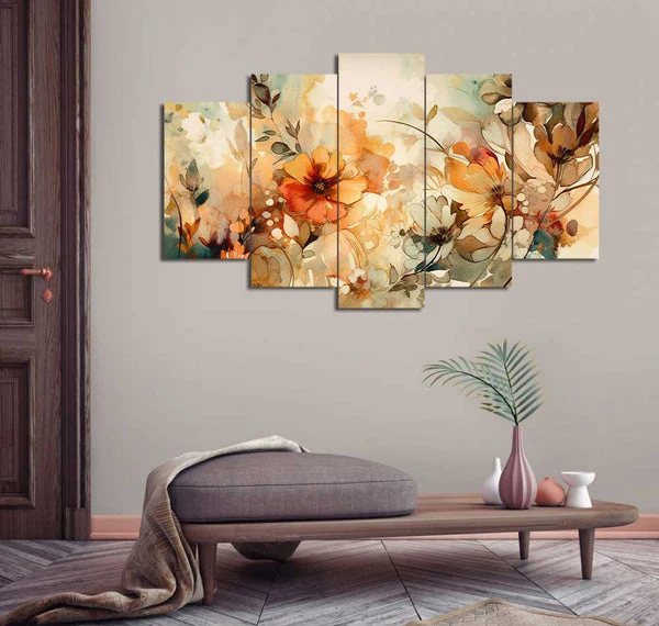 Vibrant Colored Petals Bloom Nature (5 Panel) Floral Wall Art