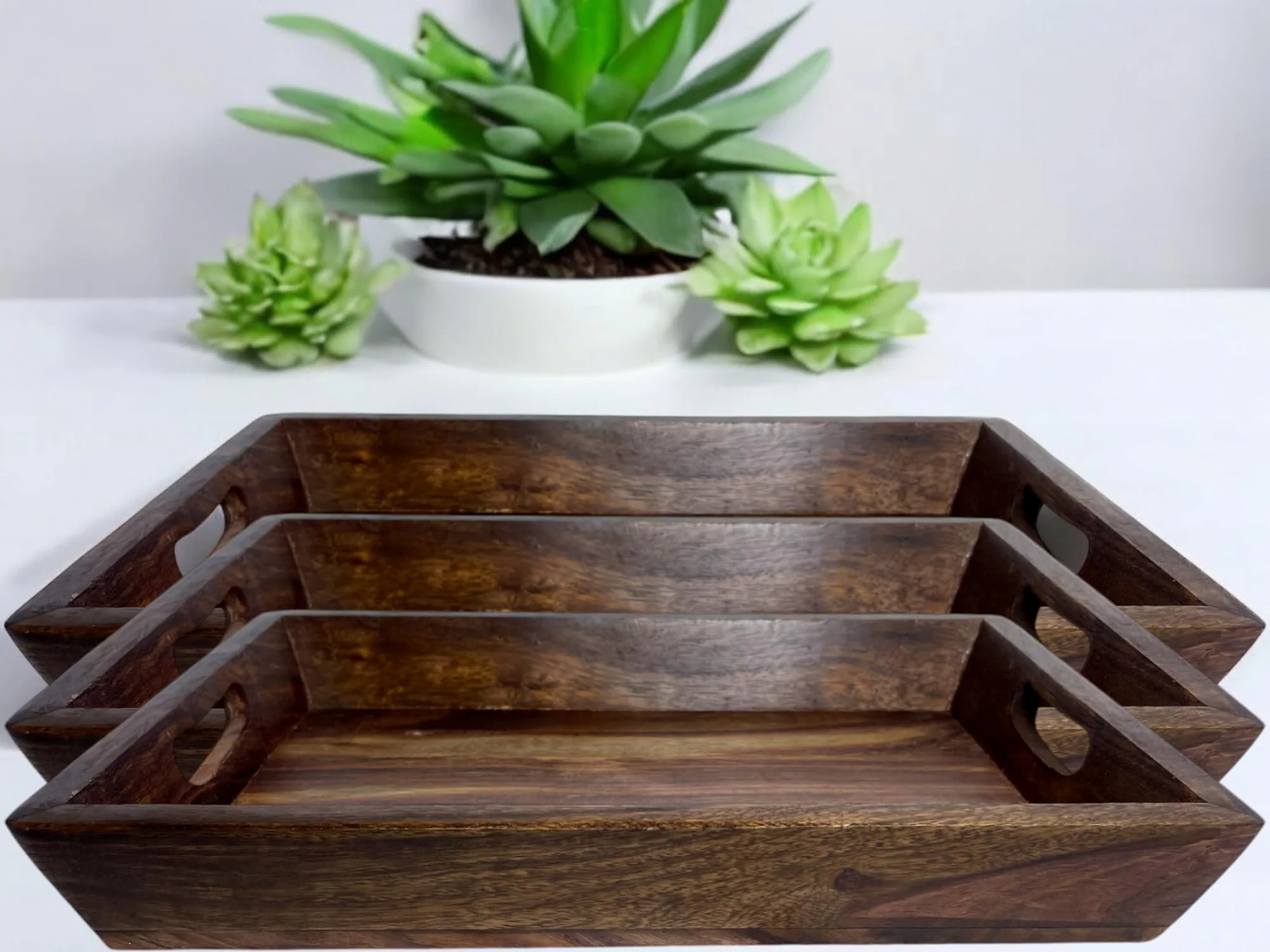 Handmade Sheesham Wood Kitchen Set  Deal a?? Azadi Special Wooden Tray, Bowls & Jar a?? Premium Kitchen Deal 40% Off