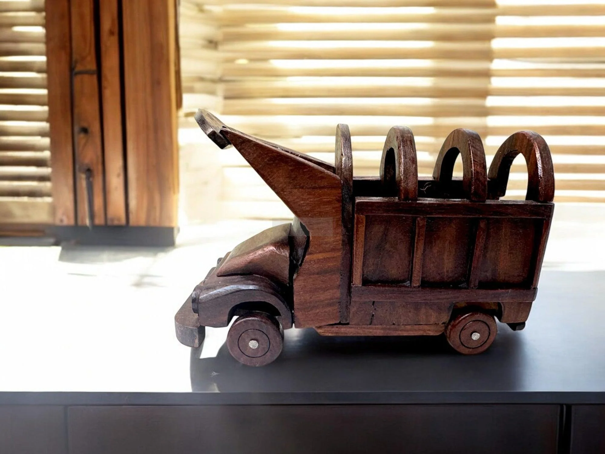 Handcrafted Wooden Truck Decor Piece - Rustic Vintage Design, Eco-Friendly Ornament for Home, Farmhouse, Office, or Gifting
