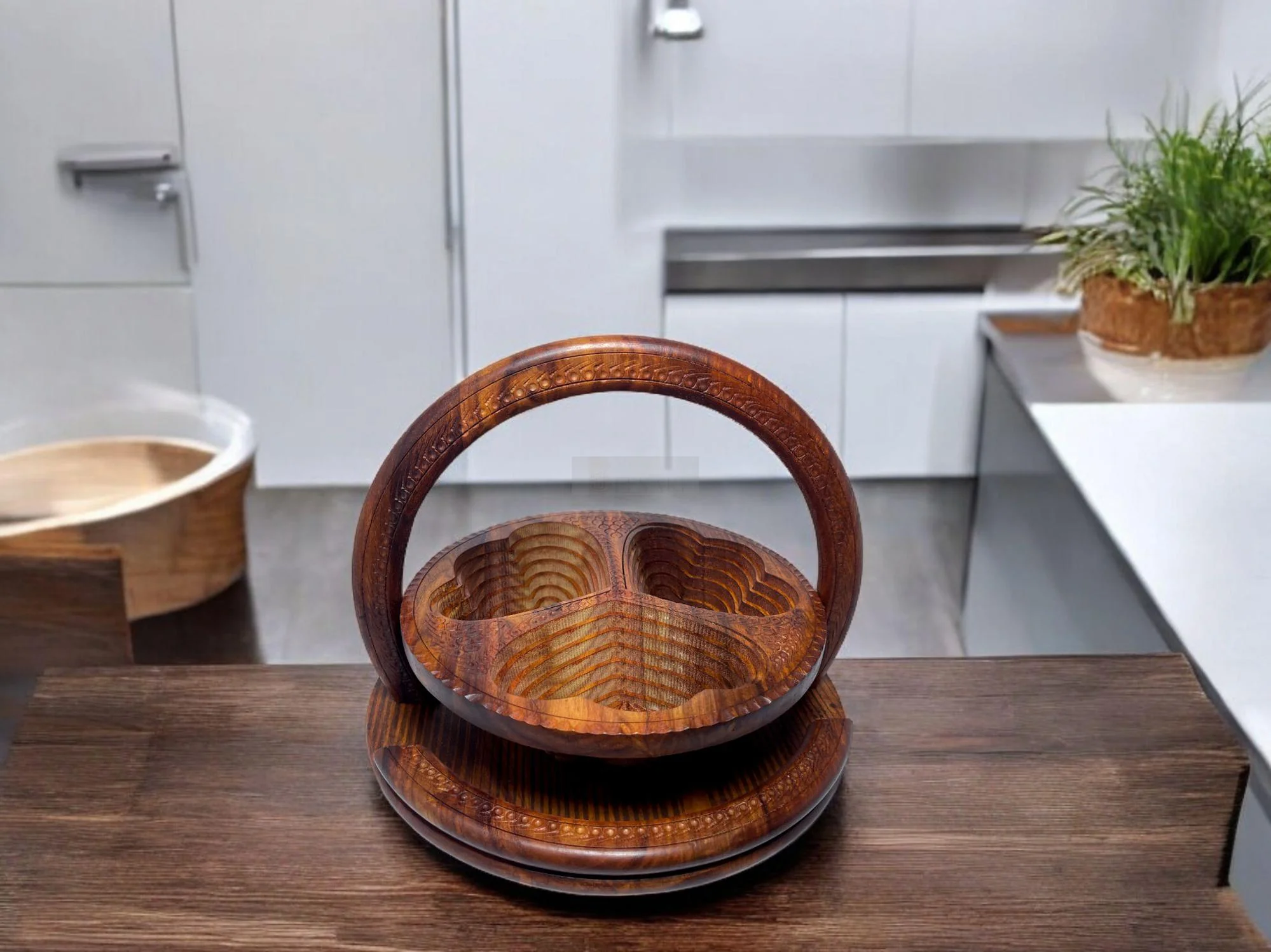 Heart-Shaped 3 Portion Round Foldable Basket