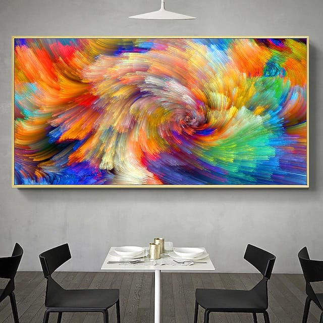 Modern Abstract Digital Canvas Wall Art �C Blue & Gold Contemporary Print �C Ready-to-Hang Home Decor