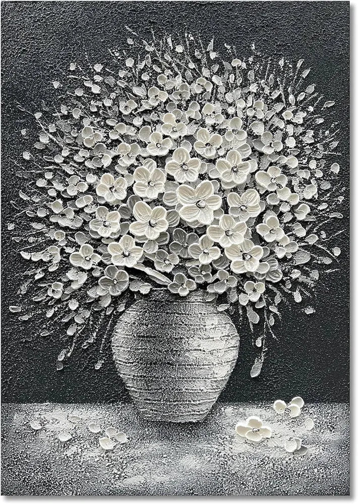 Epicler art Hand-painted abstract white flower art oil painting | canvas wall art painting office home wall decorative art