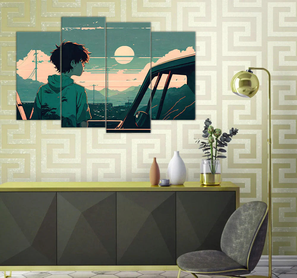 Muz Auto Anime (4 Panel) | Anime Wall Art