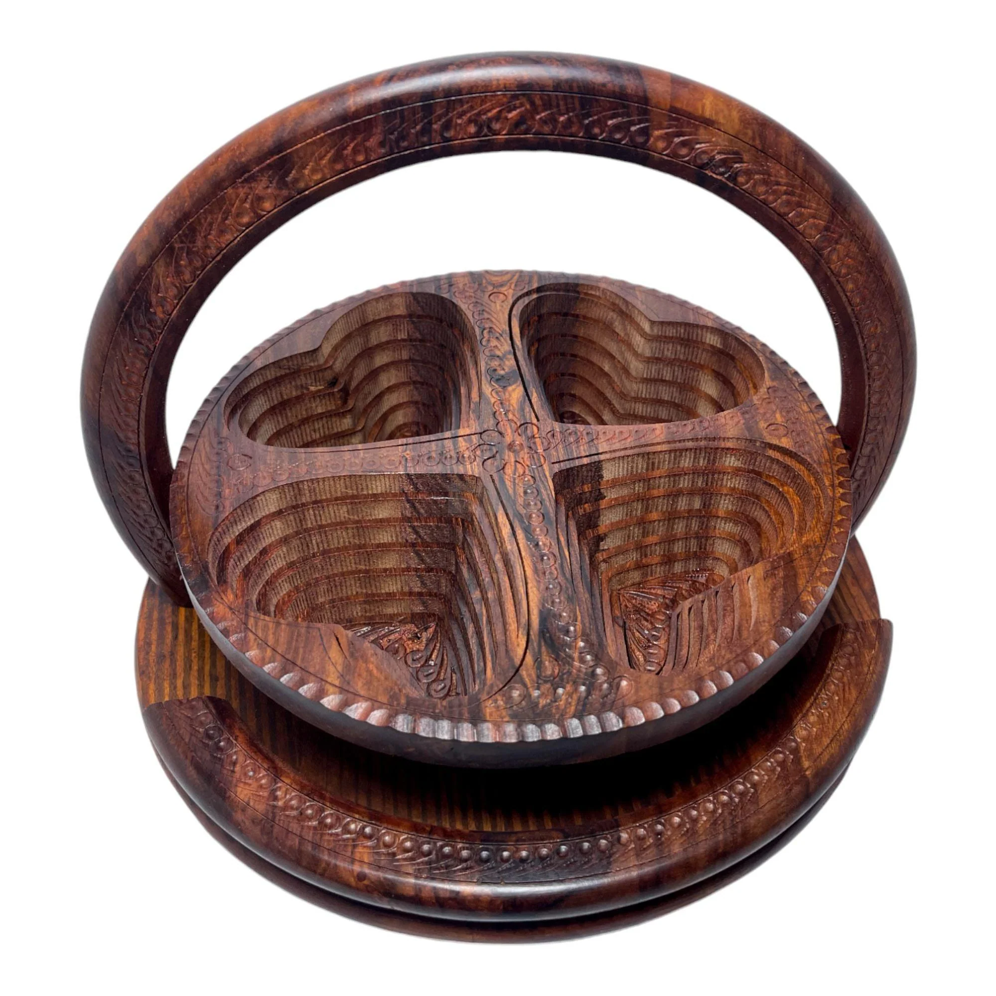 Handcrafted Rosewood Foldable Dry Fruits Basket