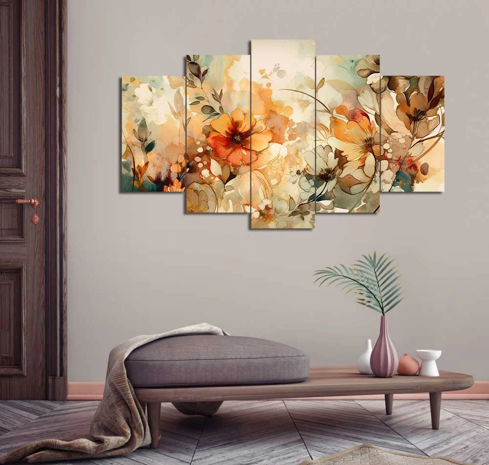 Vibrant Colored Petals Bloom Nature (5 Panel) Floral Wall Art