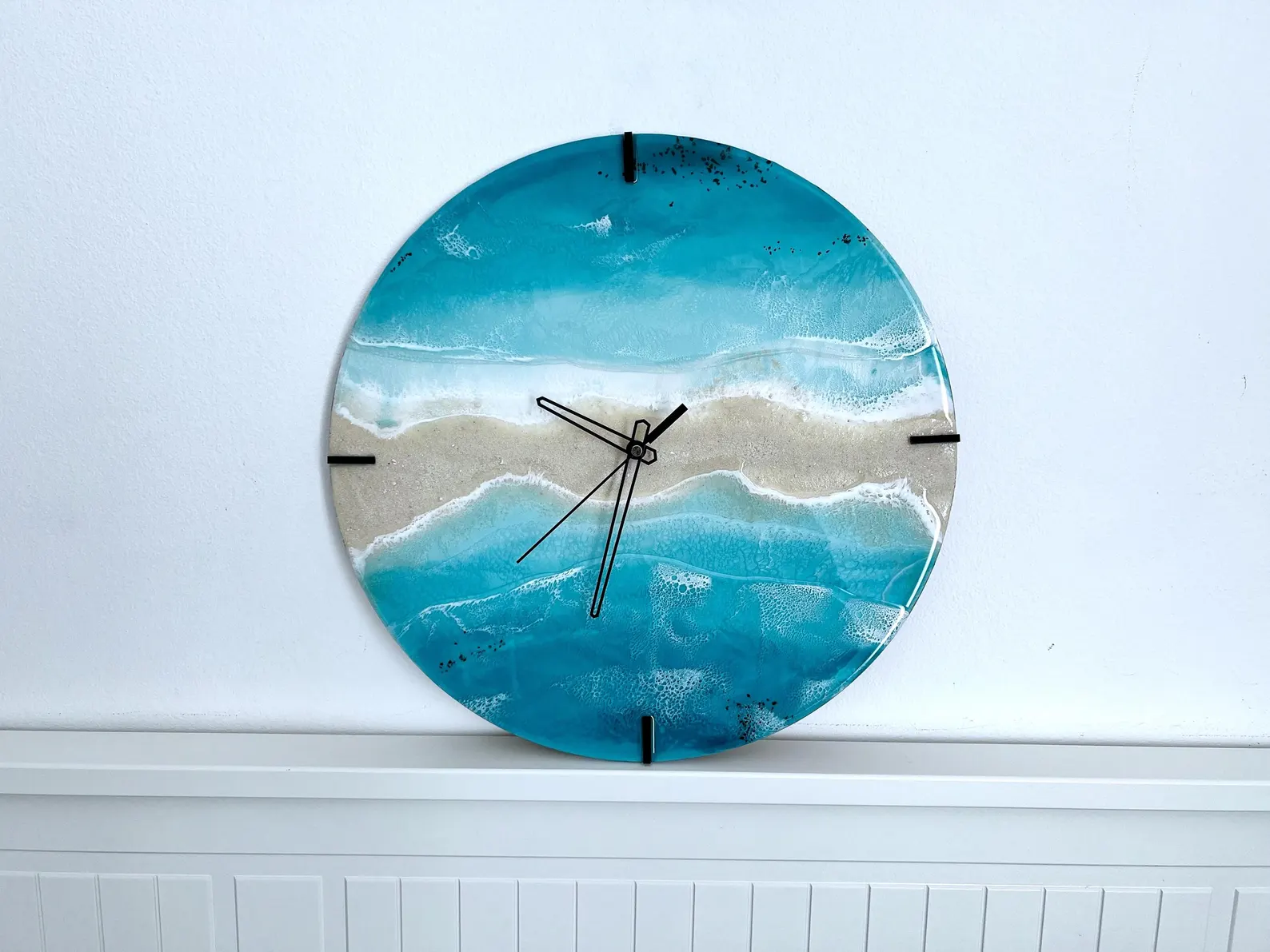 Large Handmade Resin Wall Art with Ocean and Moss Design �C Unique Nature-Inspired Resin Artwork for Modern and Rustic Interiors, Coastal Home Decor, and Luxury Wall Decoration