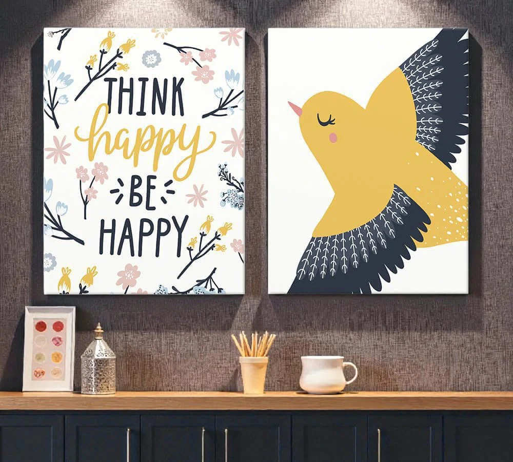 Yellow Bird & Quote (Set of 2) Nursery Poster Art