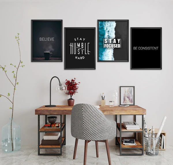 Motivation Messages (4 Panel) Office Wall Art