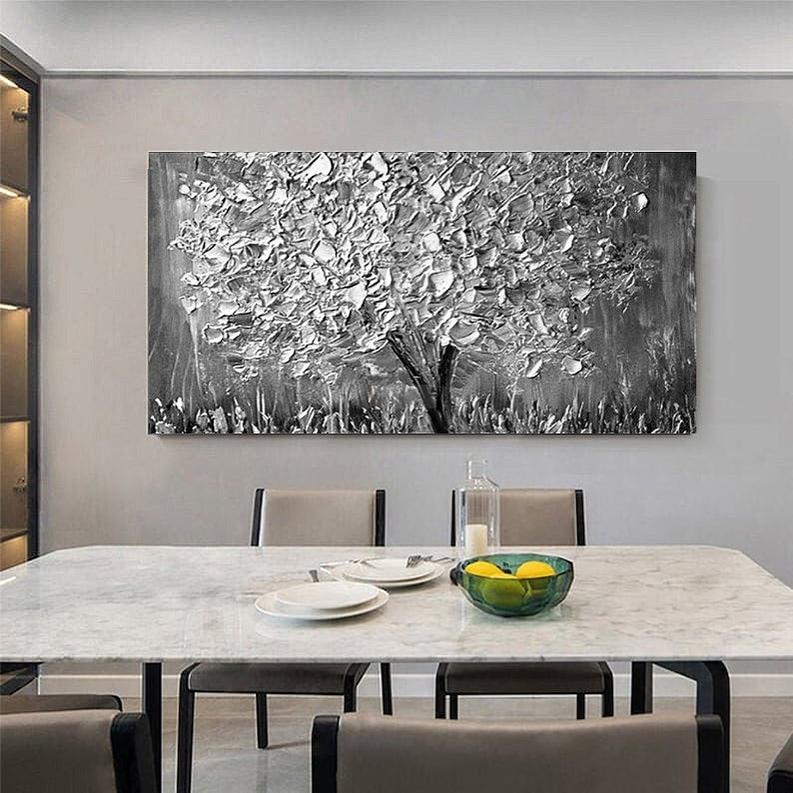 Silver Tree Painting | Textured Art | Handmade Painting | Home Decor