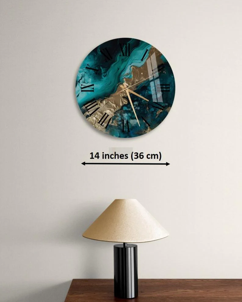 Luxury Tempered Glass Marble Wall Clock - Modern Silent Non-Ticking Design for Home & Office Decor