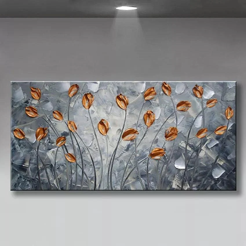 Metalic Grey Abstract Painting | Textured Handmade Painting | Home Decor