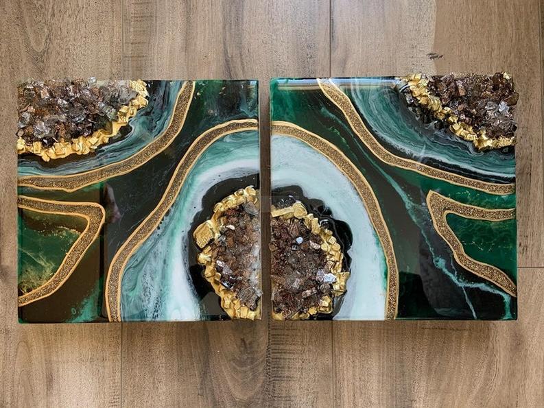 High-Shine Resin Wall Art - Set of Two